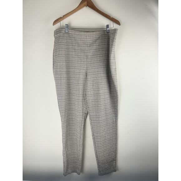 Croft & Barrow Womens Stretch Pull-On Straight Leg Pants Brown Neutral Plaid XL - Picture 5 of 11